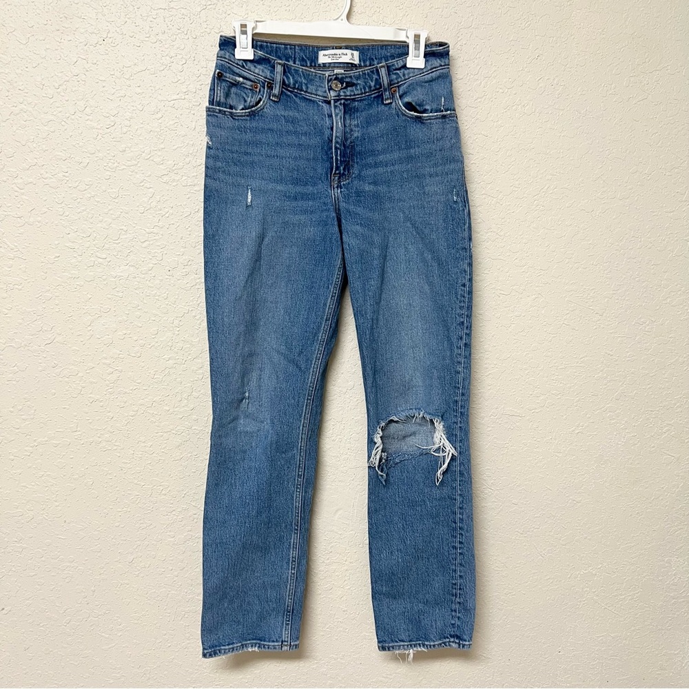 Abercrombie & Fitch The 90s Straight Low Rise Denim Blue Jeans Size 25/0R Curve